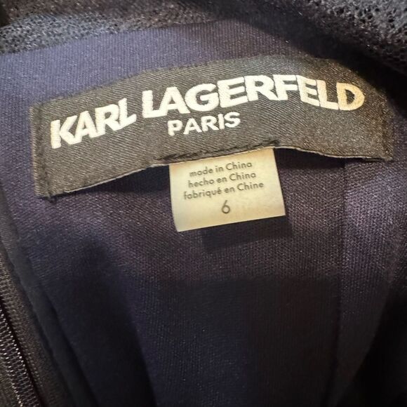 NWT Karl Lagerfeld Navy Floral Lace Maxi Gown - Picture 10 of 12